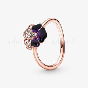 Pandora Deep Purple Pansy Flower Ring